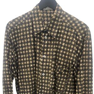 Pronto Uomo Sport Shirt Green Blue White Pattern Size L button up